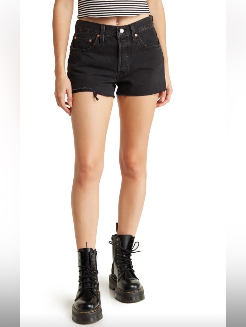Levi’s faded black denim cut off shorts. Size: 28. 100% cotton
